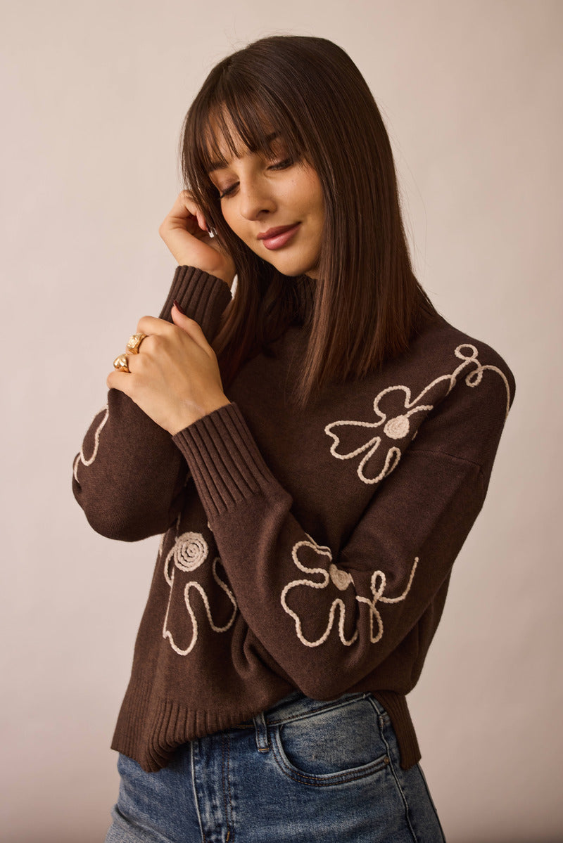 Pull Ricamo  testa di moro|Colore:Testa di moro