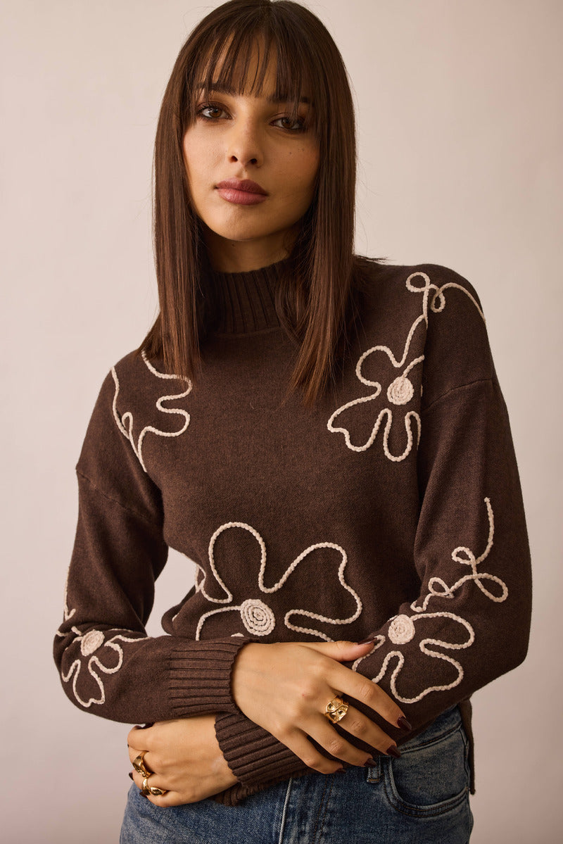 Pull Ricamo  testa di moro|Colore:Testa di moro