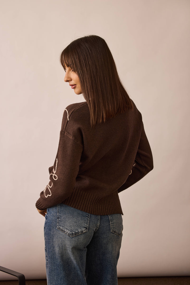 Pull Ricamo  testa di moro|Colore:Testa di moro