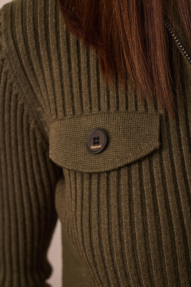 Cardigan Zip verde militare|Colore:Verde militare