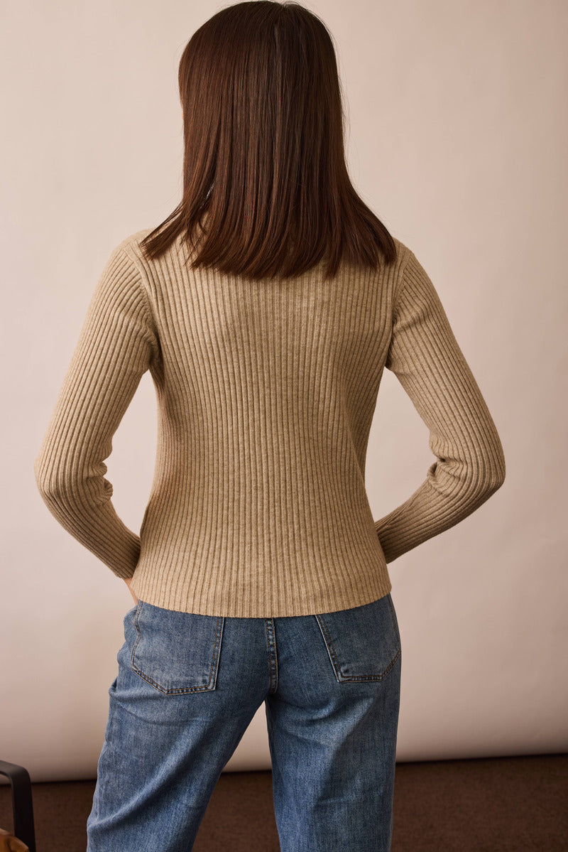 Cardigan Zip beige scuro|Colore:Beige scuro