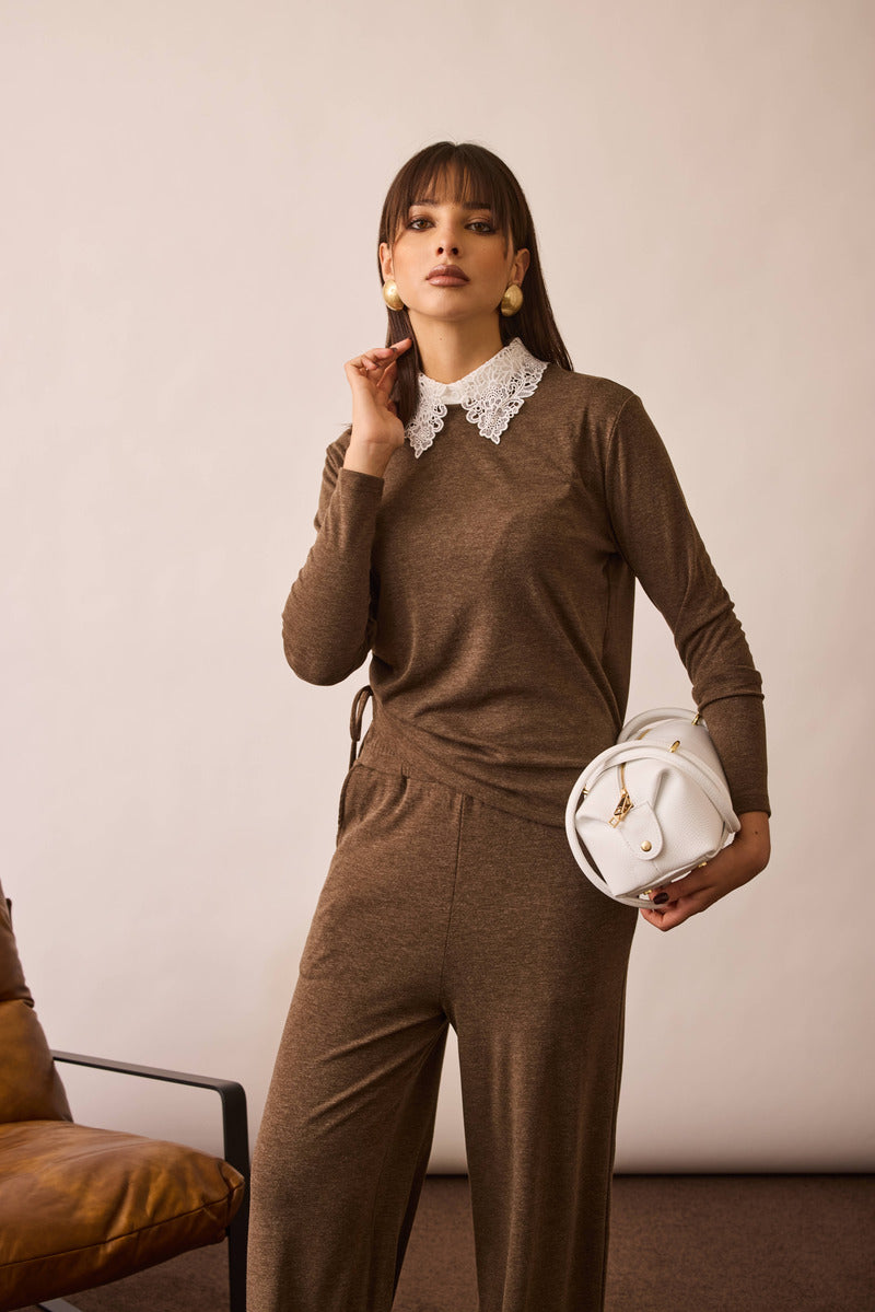 Coordinato Con Arriccio Su Lato fango|Colore:Fango