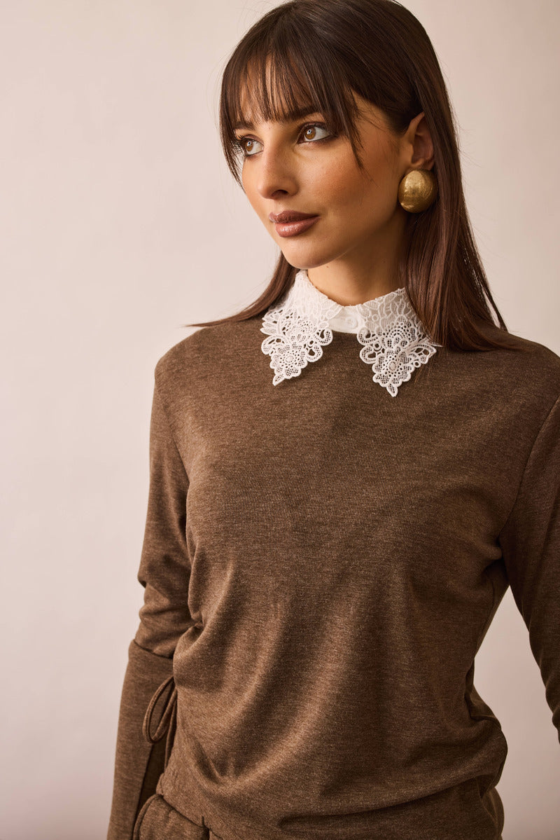 Coordinato Con Arriccio Su Lato fango|Colore:Fango
