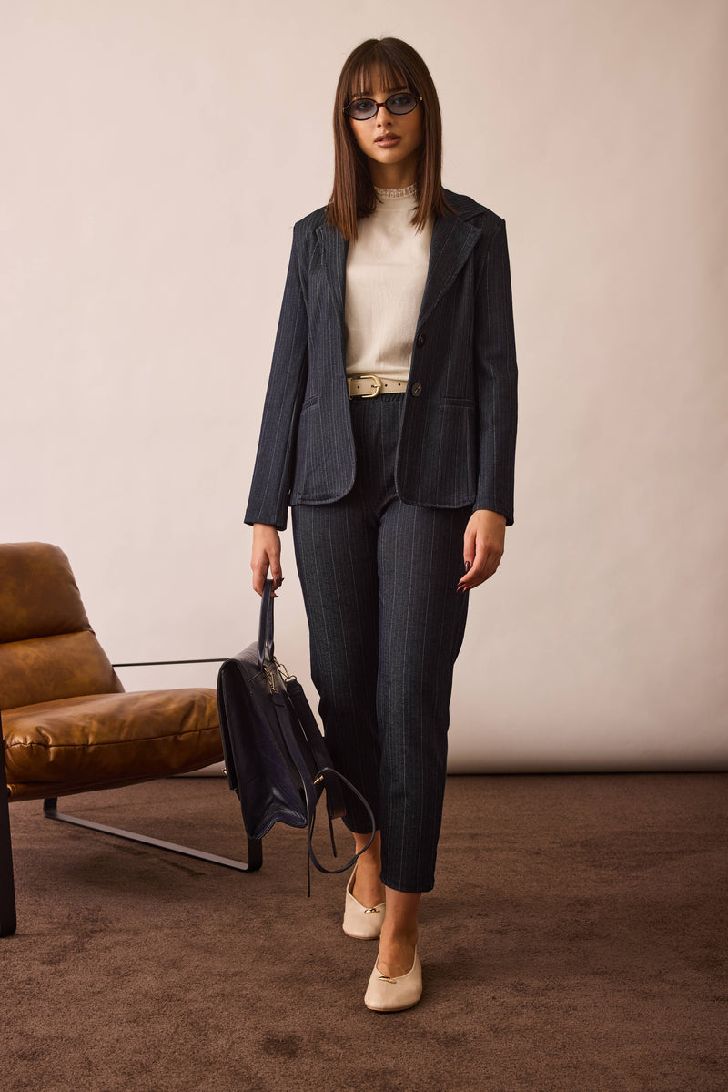 Pantalone Gessato Amber Blu|Colore:Blu