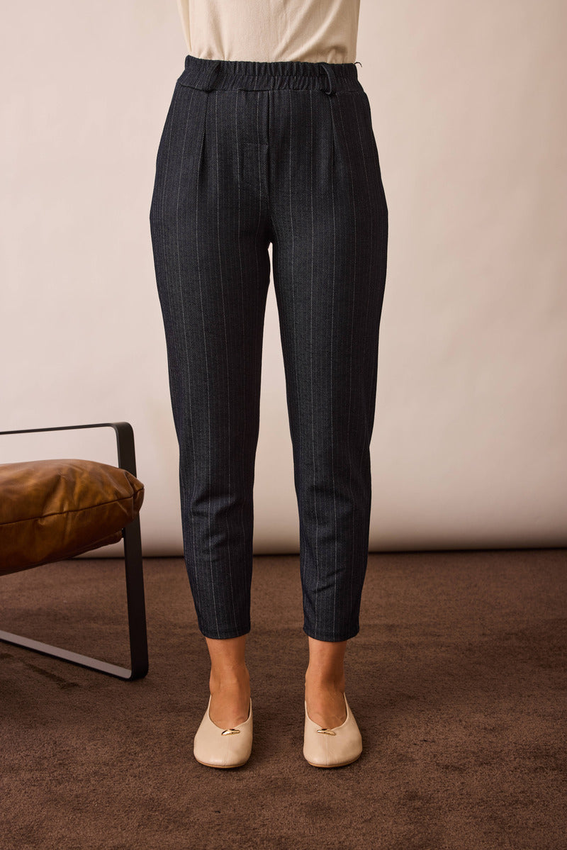 Pantalone Gessato Amber Blu|Colore:Blu