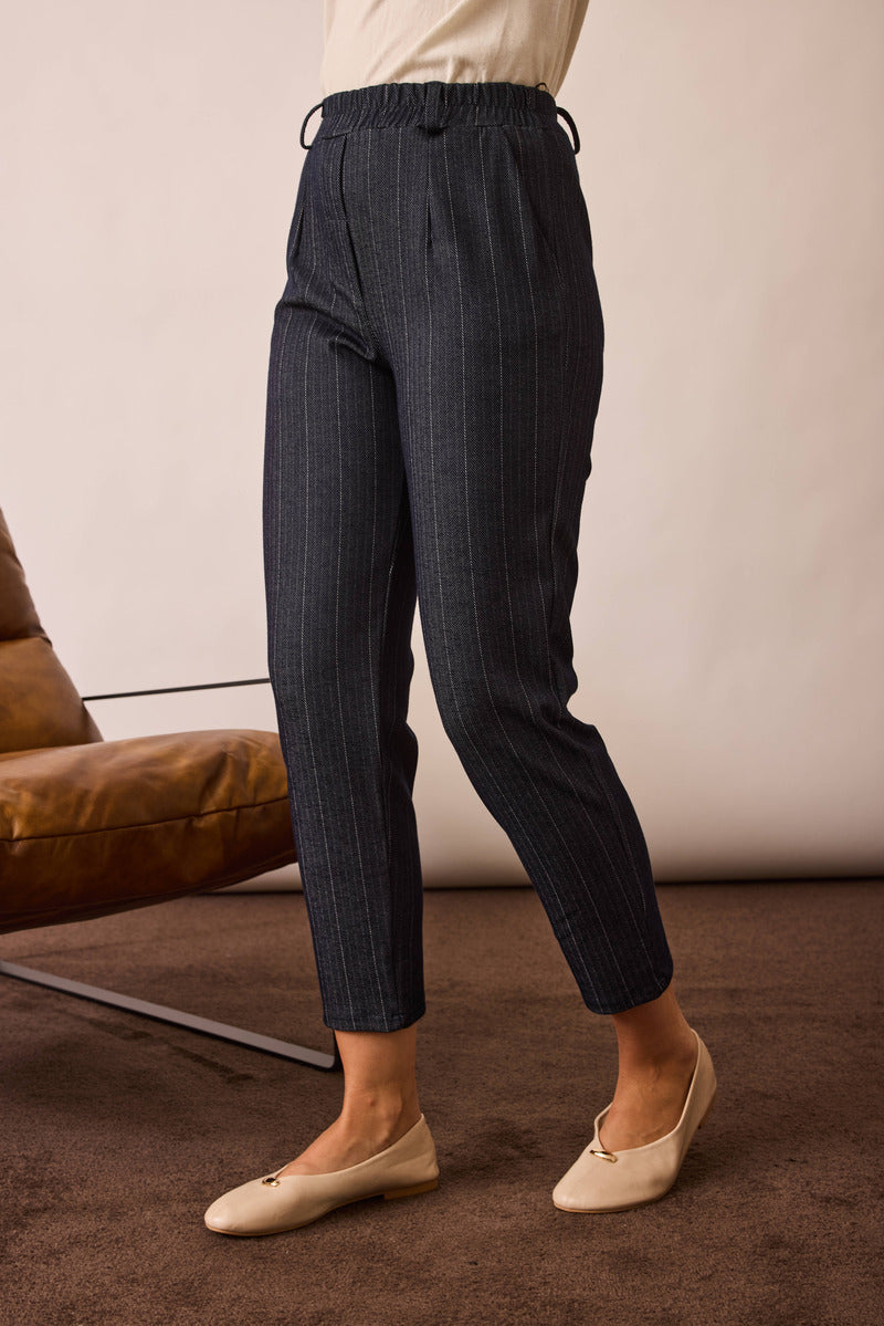 Pantalone Gessato Amber Blu|Colore:Blu