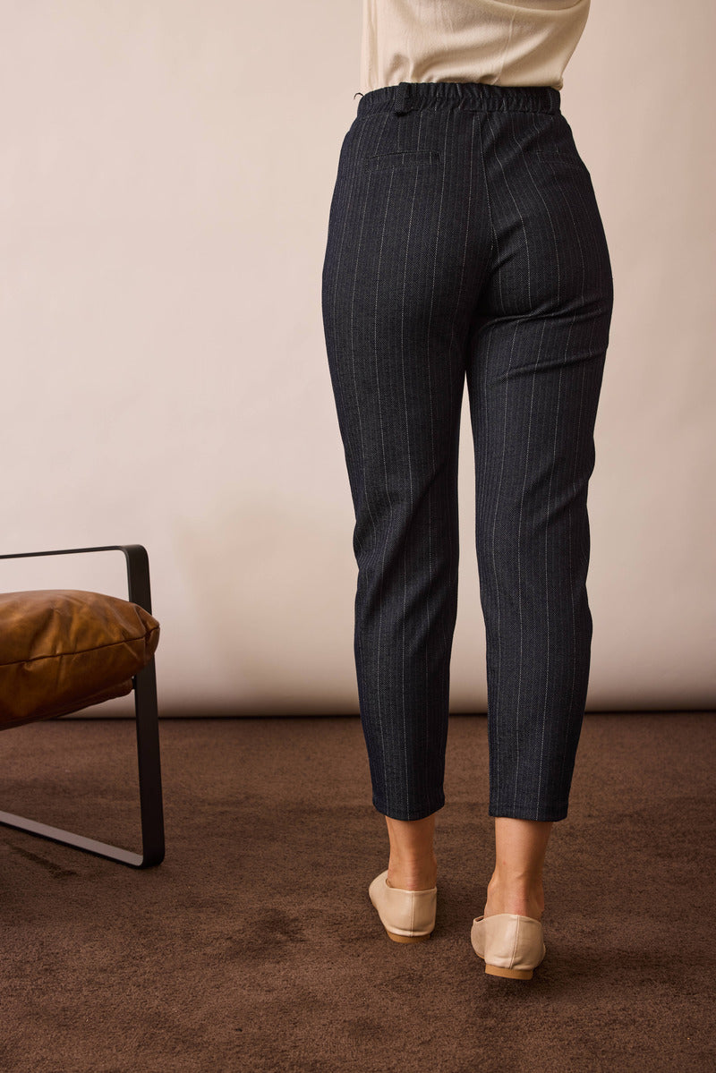 Pantalone Gessato Amber Blu|Colore:Blu