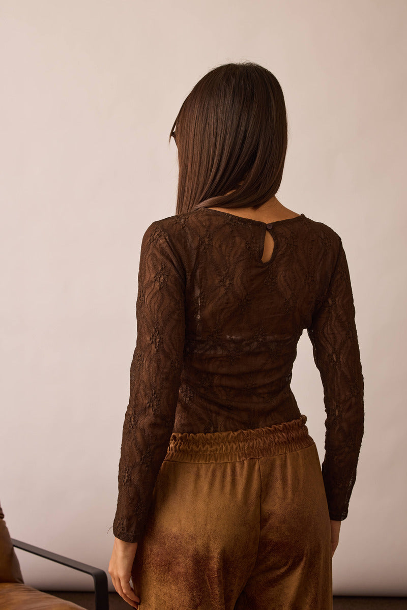 Maglia In Pizzo testa di moro|Colore:Testa di moro