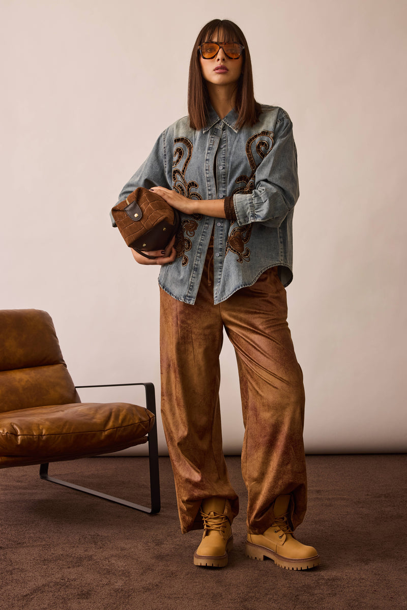 Pantalone Nabuk Tabacco|Colore:Tabacco
