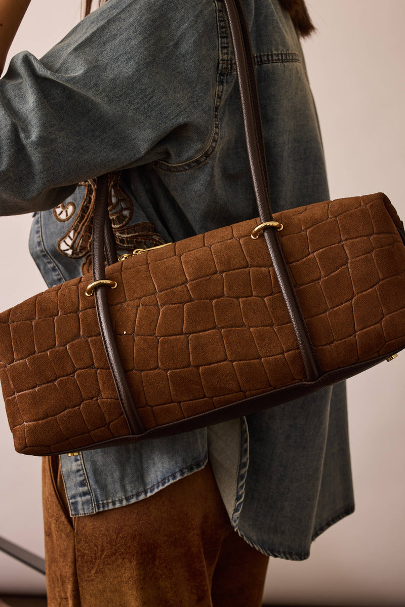 Borsa Stone In Vera Pelle Cuoio|Colore:Cuoio