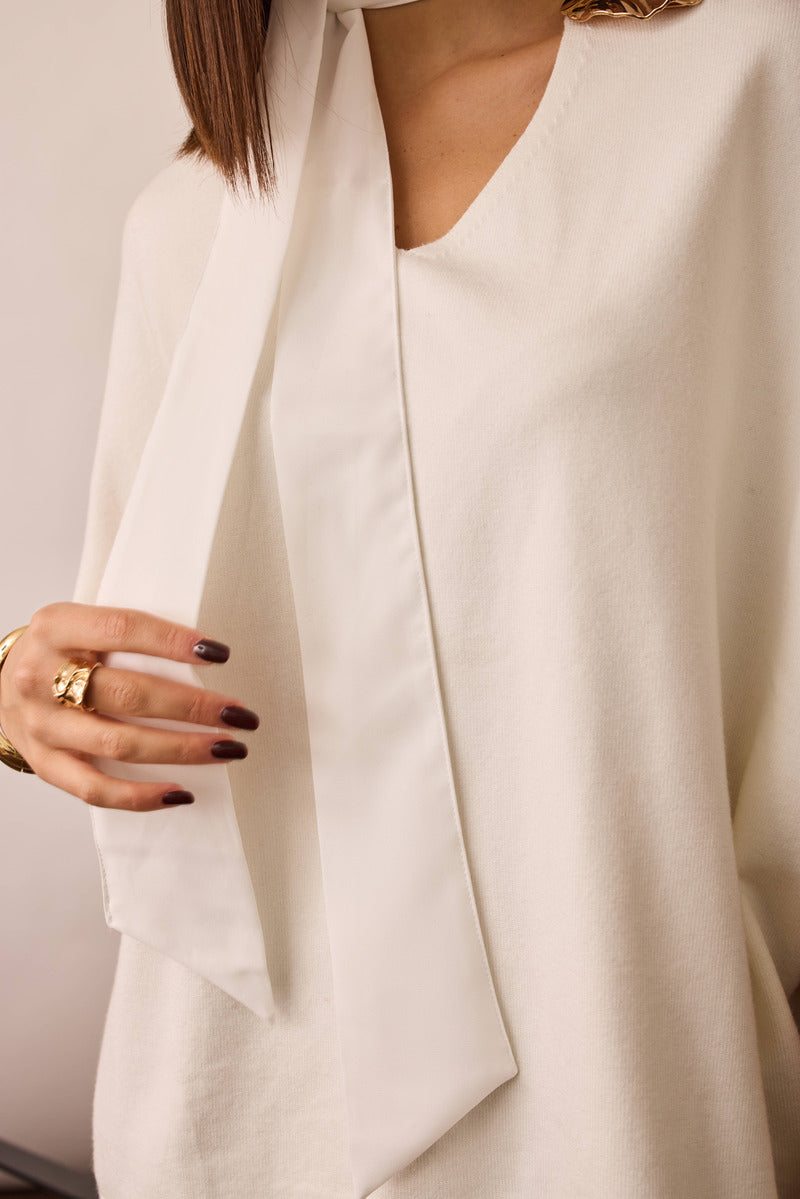 Pull Con Placchetta Dorata Panna|Colore:Panna