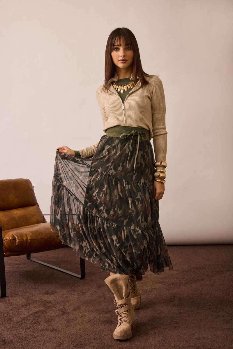 Gonna Tulle Militare verde militare|Colore:Verde militare