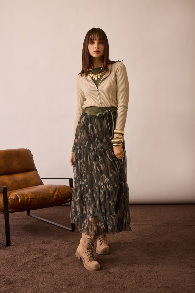 Gonna Tulle Militare verde militare|Colore:Verde militare
