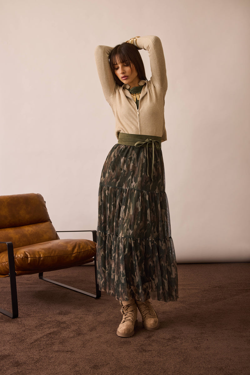 Gonna Tulle Militare verde militare|Colore:Verde militare