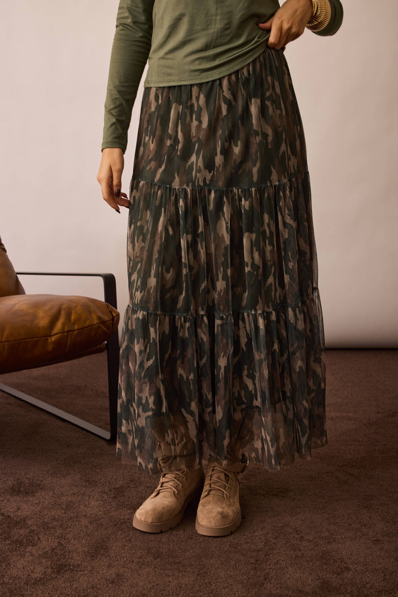 Gonna Tulle Militare verde militare|Colore:Verde militare