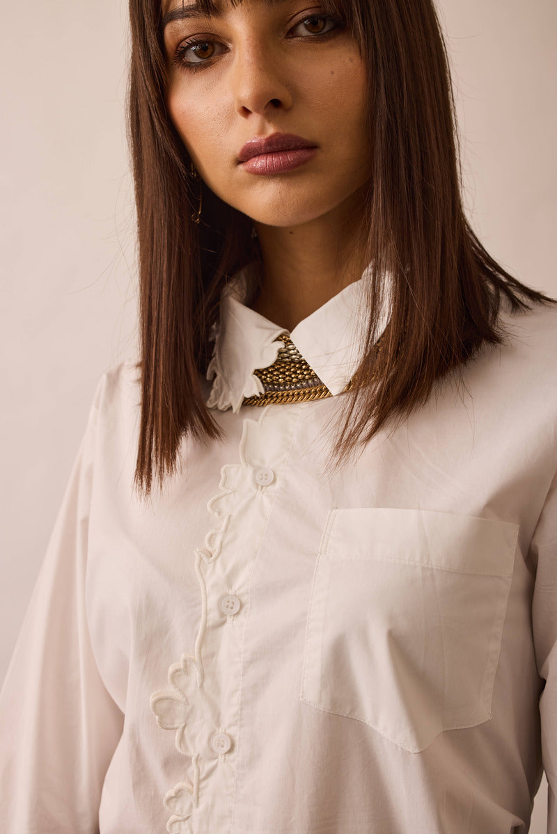 Camicia Con Ricamo bianco|Colore:Bianco