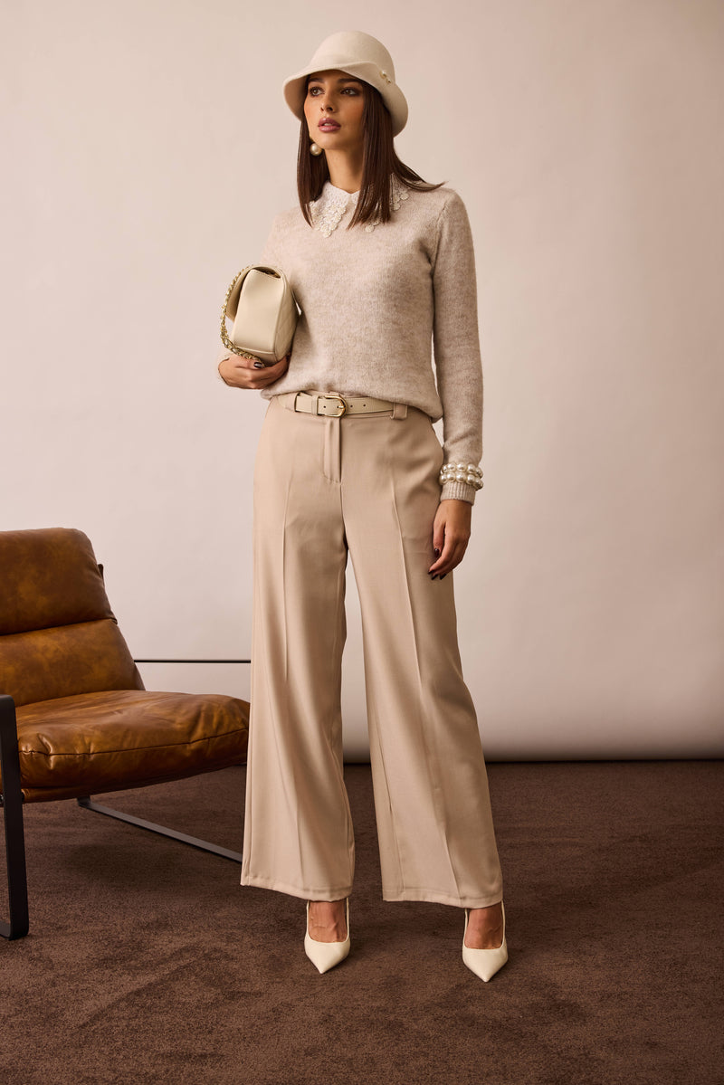 Pantalone Palazzo beige|Colore:Beige