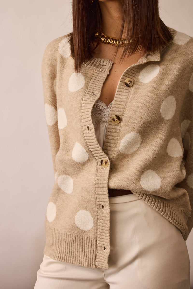 Cardigan Pois beige|Colore:Beige