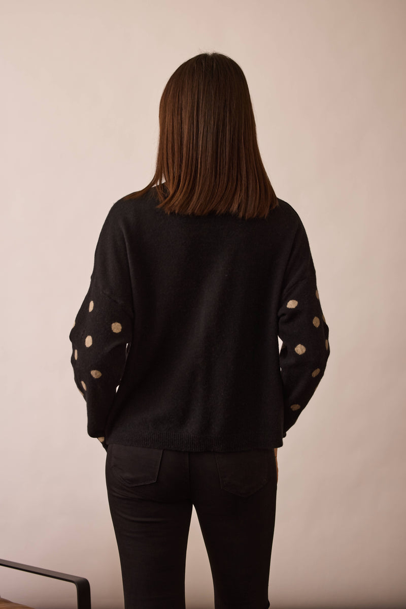 Cardigan Pois Cashmere Nero|Colore:Nero