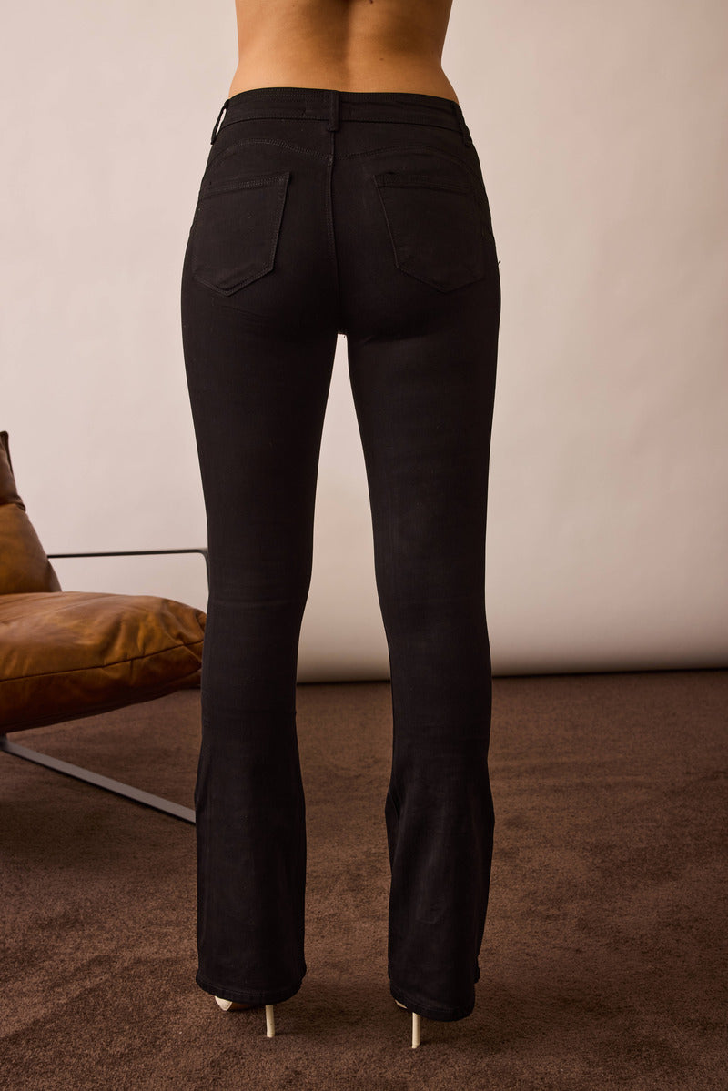 Pantalone Colorato Zampa Nero|Colore:Nero