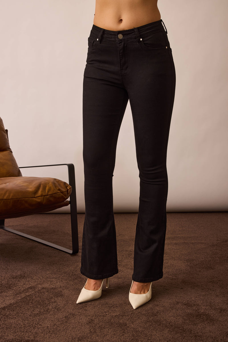 Pantalone Colorato Zampa Nero|Colore:Nero