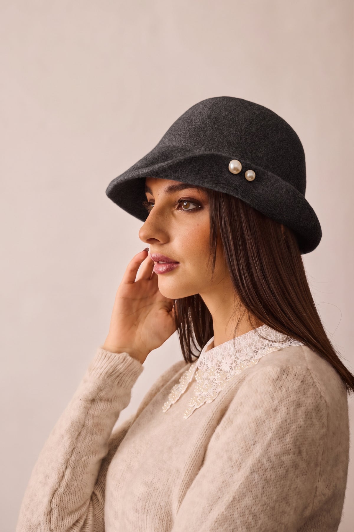 Cappello Cloche Grigio scuro|Colore:Grigio scuro