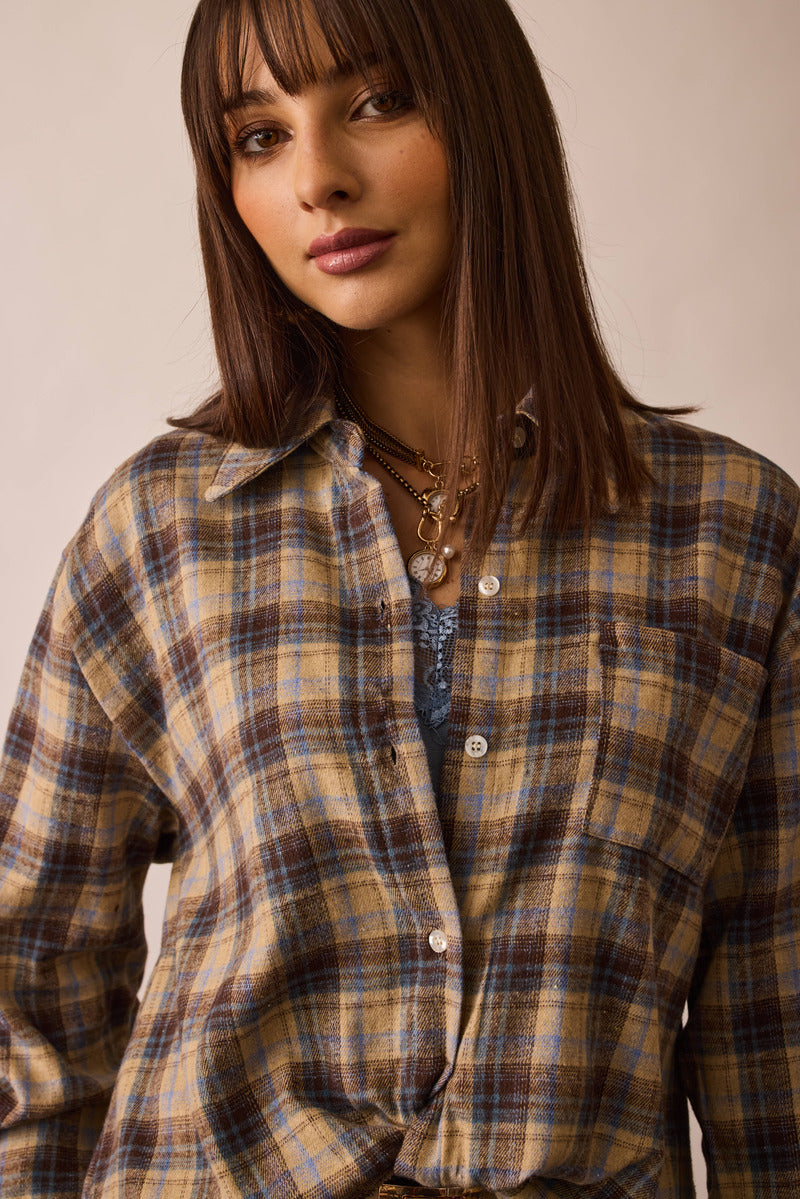 Camicia Quadri beige|Colore:Beige