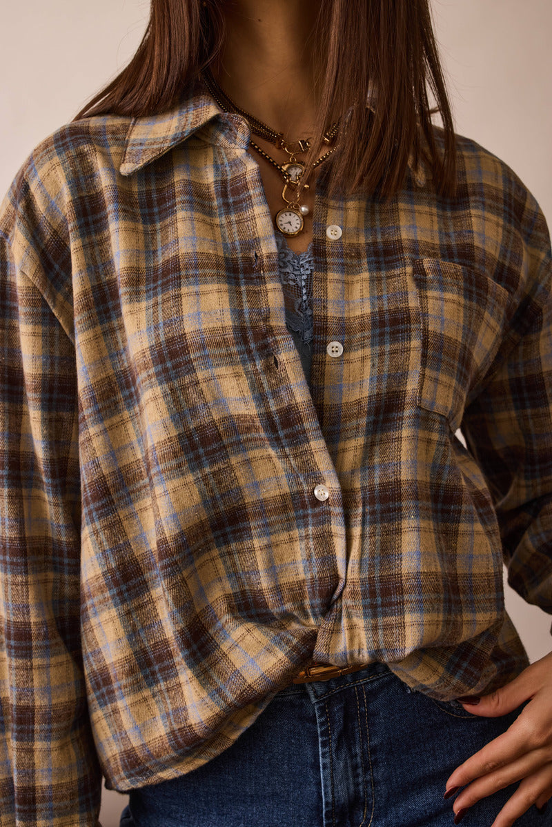 Camicia Quadri beige|Colore:Beige