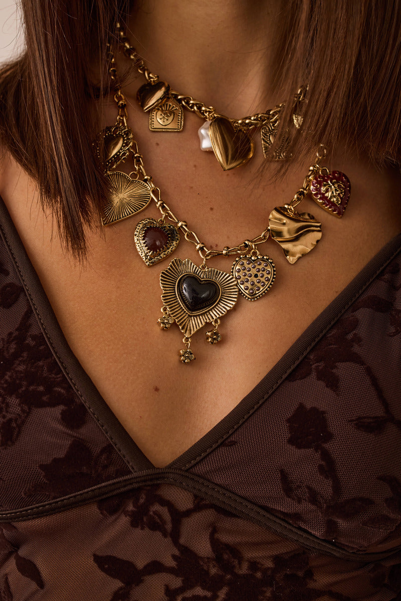 Collana Ciondoli Cuore oro|Colore:Oro