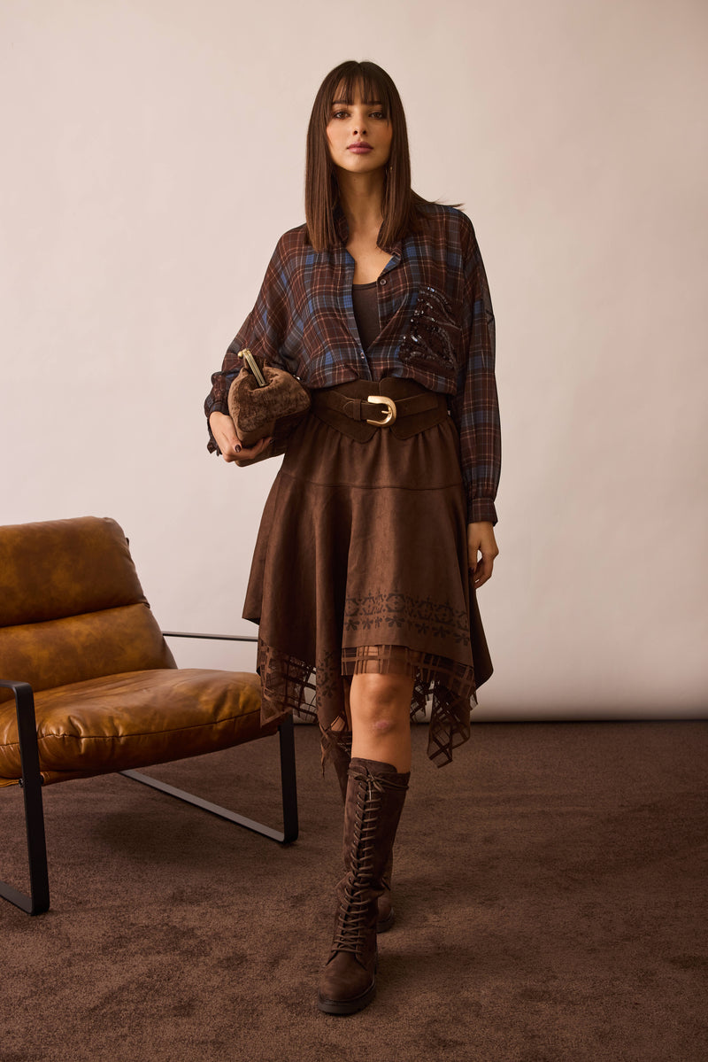Gonna Balze Midi testa di moro|Colore:Testa di moro