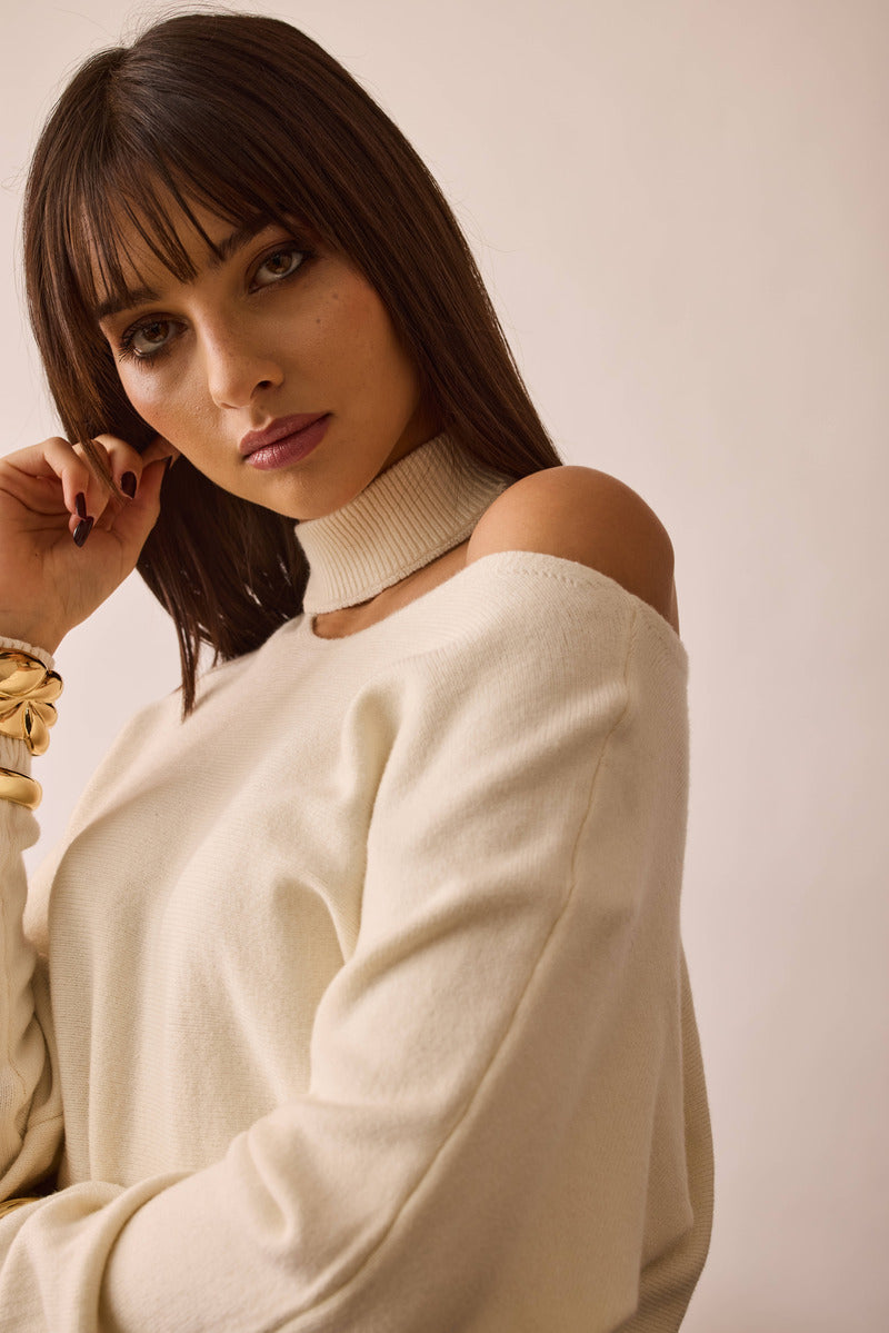 Maglia Cut Out panna|Colore:Panna