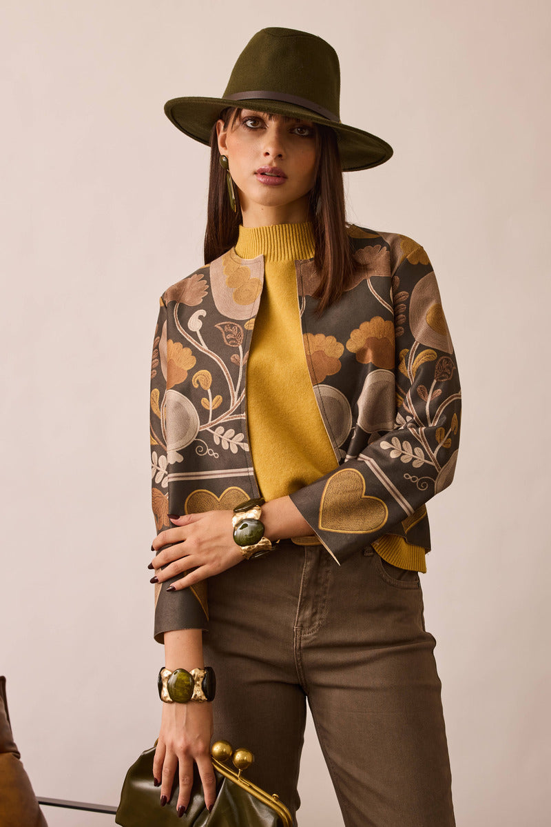 Bolero Fiori verde militare|Colore:Verde militare
