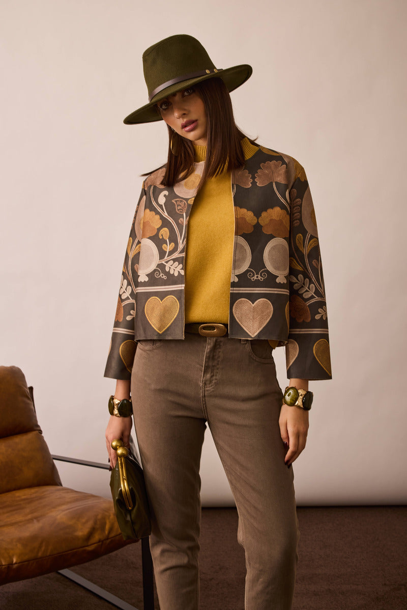 Bolero Fiori verde militare|Colore:Verde militare