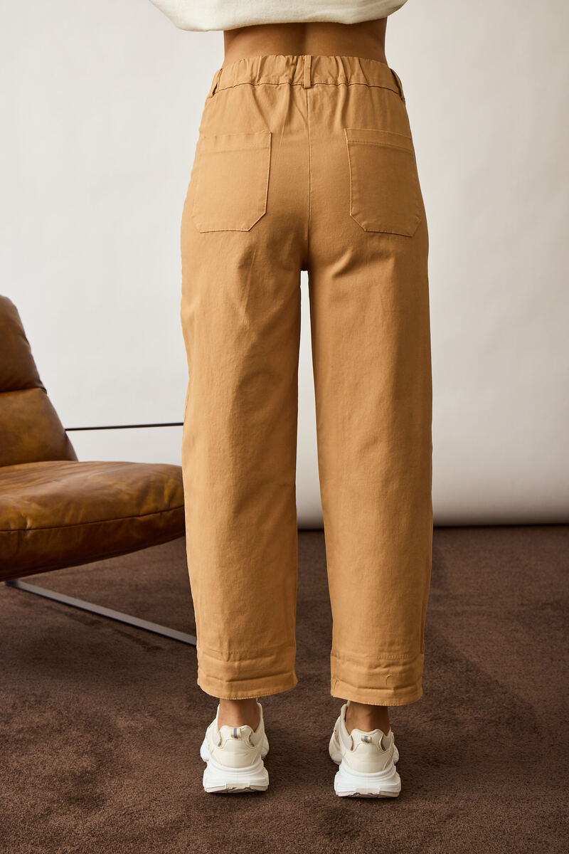 Pantalone Barrel Con Risvolto cammello|Colore:Cammello
