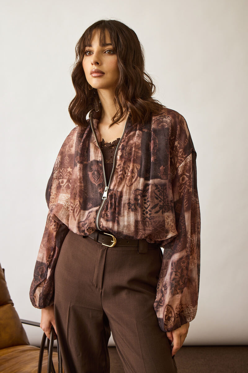 Bomber Leggero Fantasia testa di moro|Colore:Testa di moro