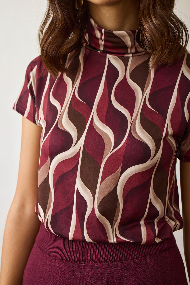 Maglia Lupetto Mezza Manica Onde borgogna|Colore:Borgogna