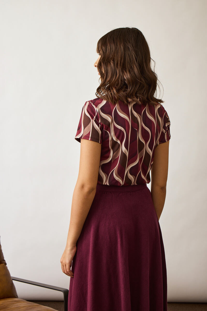 Maglia Lupetto Mezza Manica Onde borgogna|Colore:Borgogna