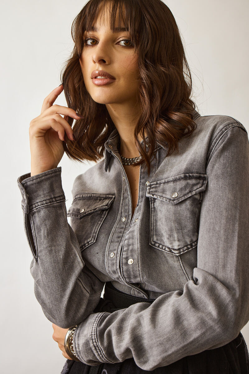 Camicia Denim denim grigio|Colore:Denim grigio