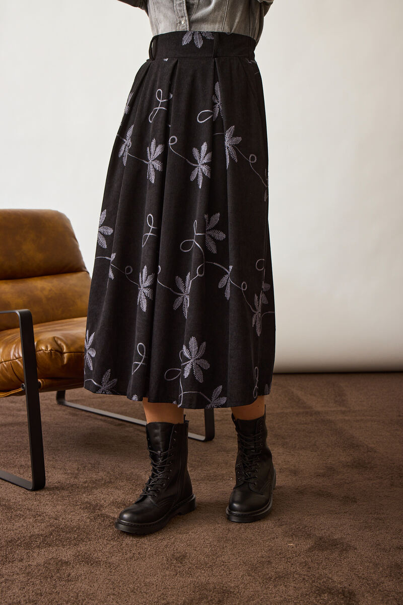 Gonna Coste Fiori nero|Colore:Nero