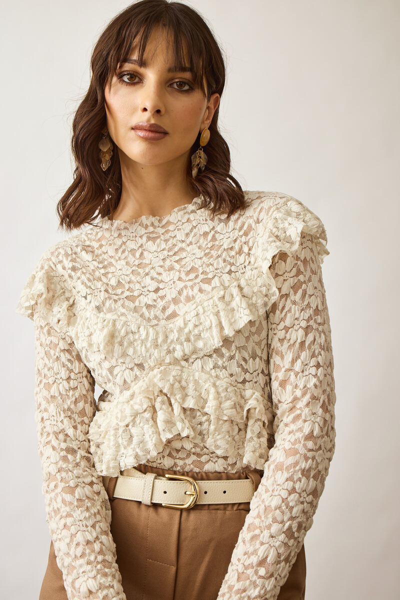 Maglia In Pizzo burro|Colore:Burro