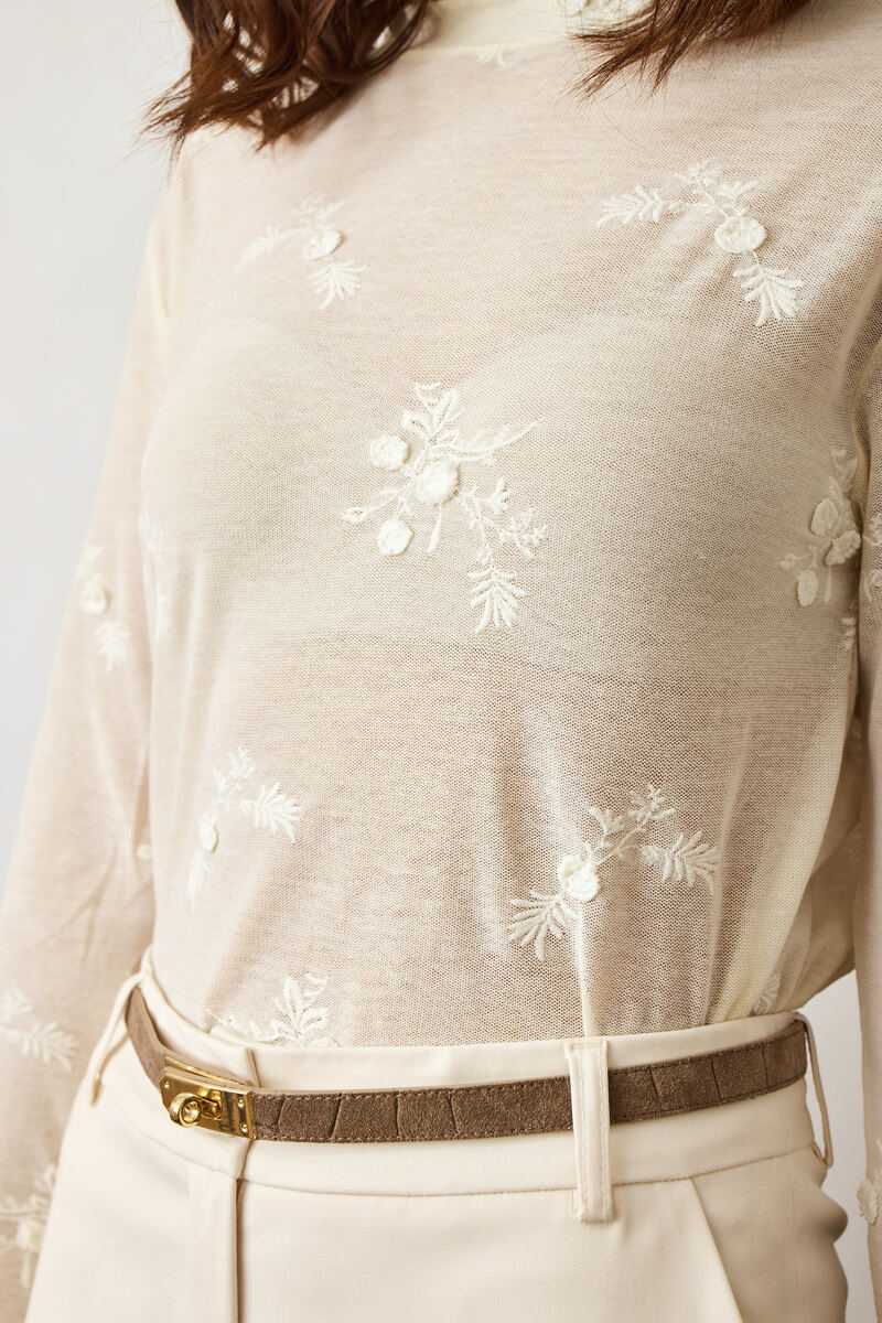 Maglia Fiori In Rilievo panna|Colore:Panna
