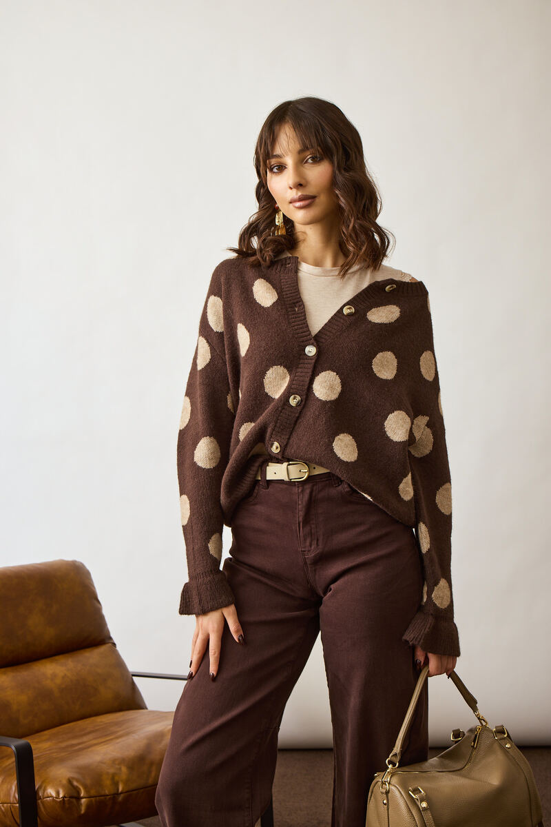 Cardigan Pois Testa di moro|Colore:Testa di moro
