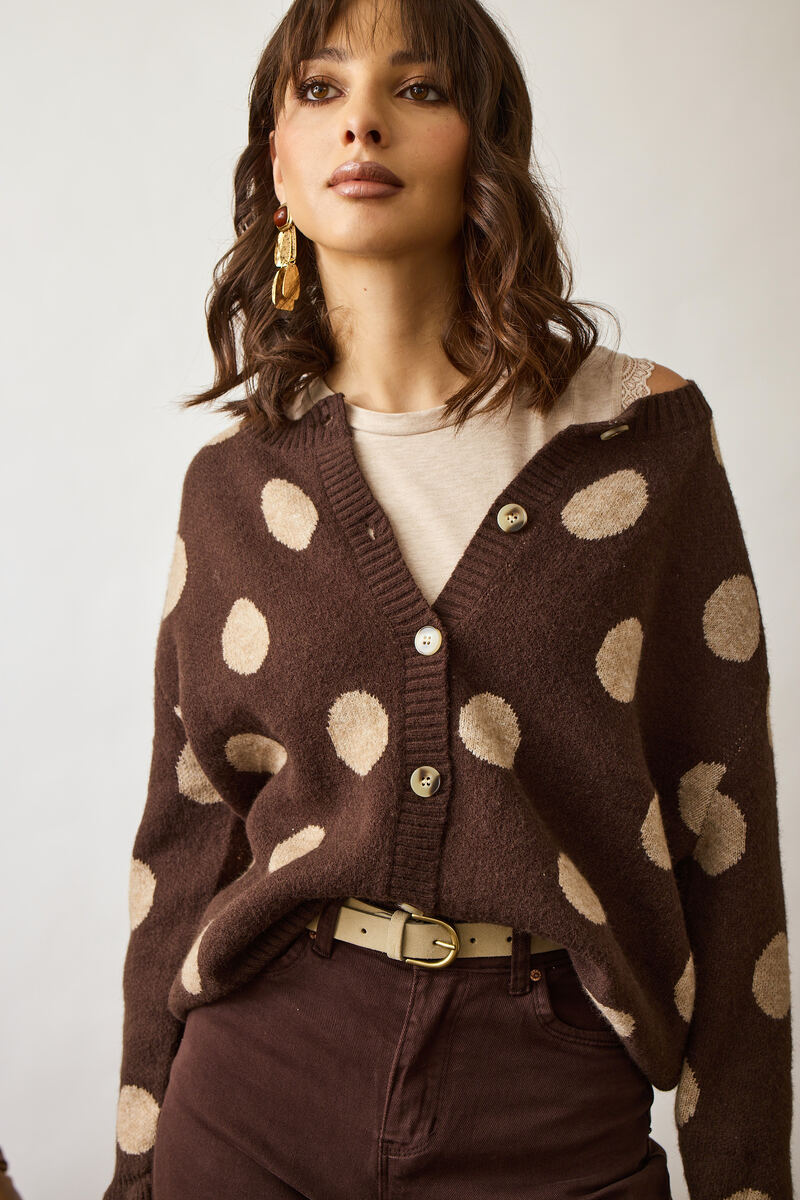 Cardigan Pois Testa di moro|Colore:Testa di moro