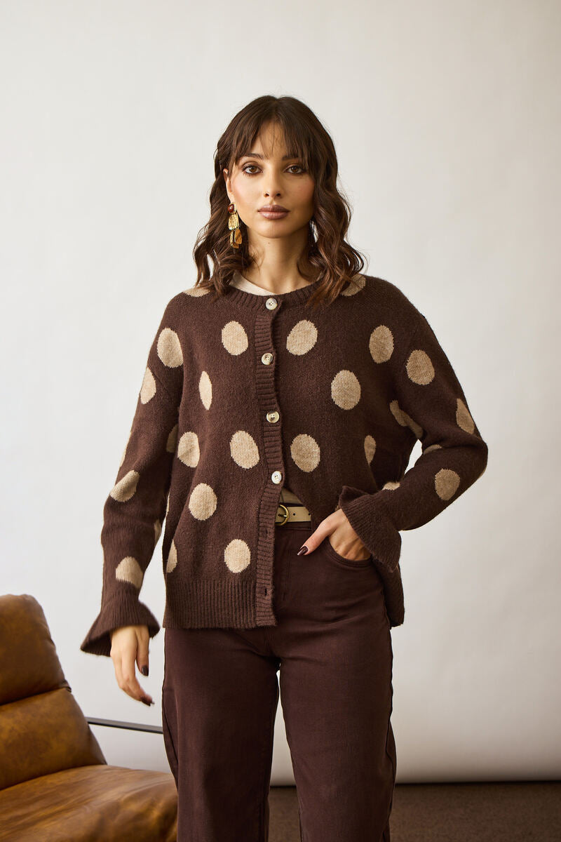 Cardigan Pois Testa di moro|Colore:Testa di moro
