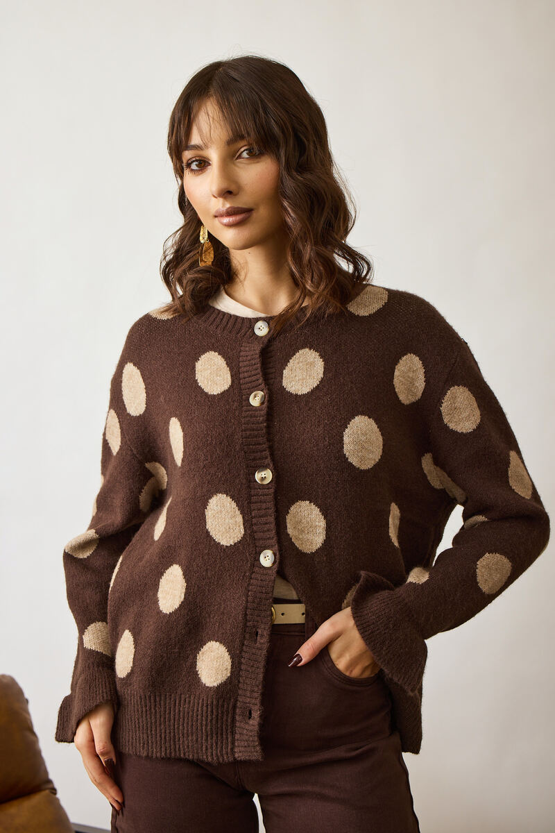 Cardigan Pois Testa di moro|Colore:Testa di moro