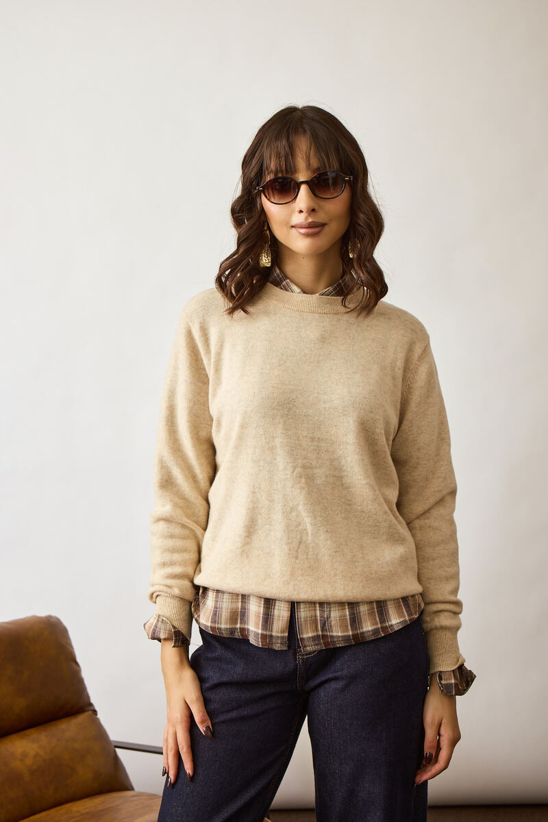Pull Girocollo beige|Colore:Beige