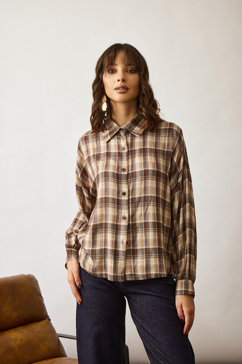 Camicia Quadri Odette beige|Colore:Beige