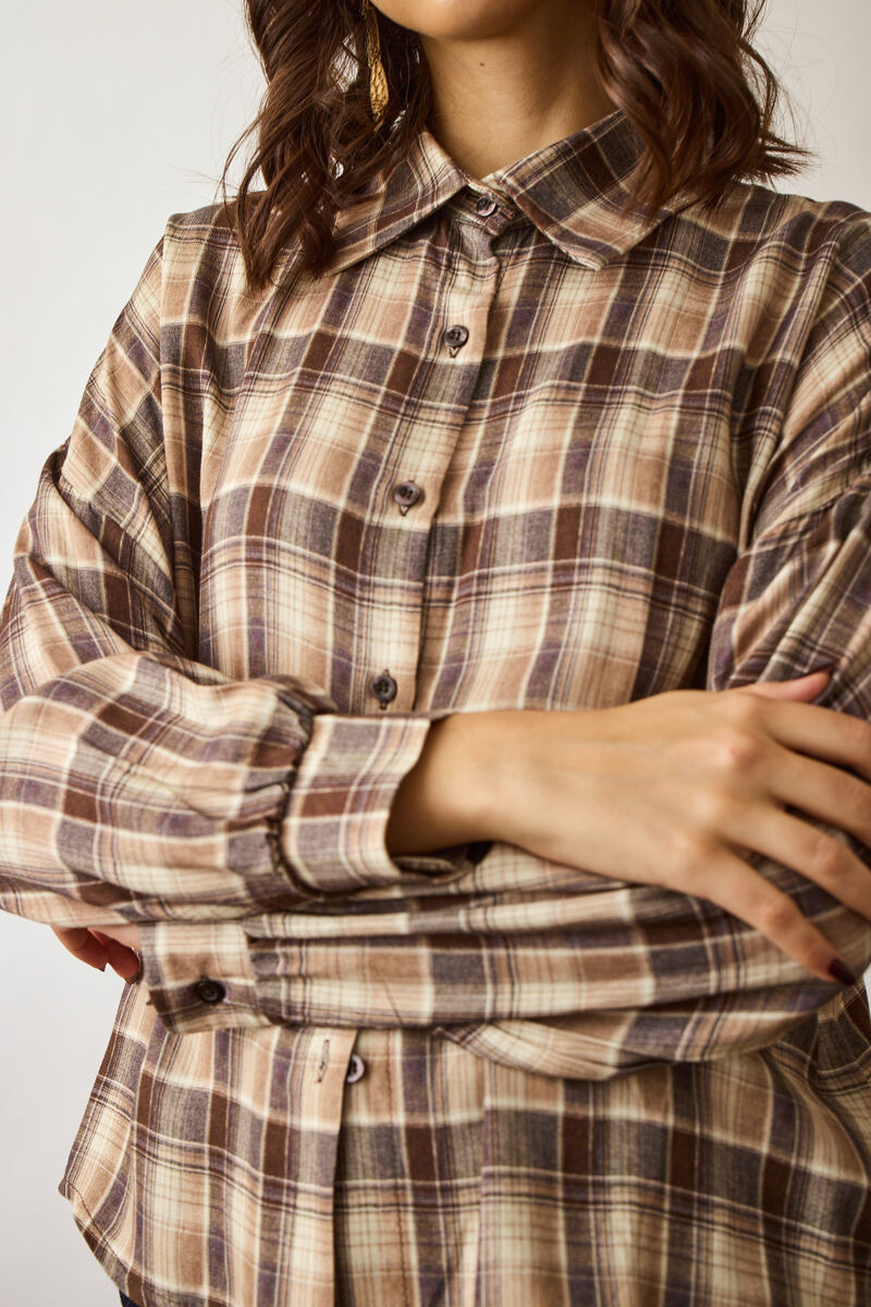 Camicia Quadri Odette beige|Colore:Beige