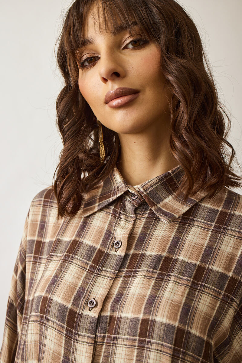 Camicia Quadri Odette beige|Colore:Beige