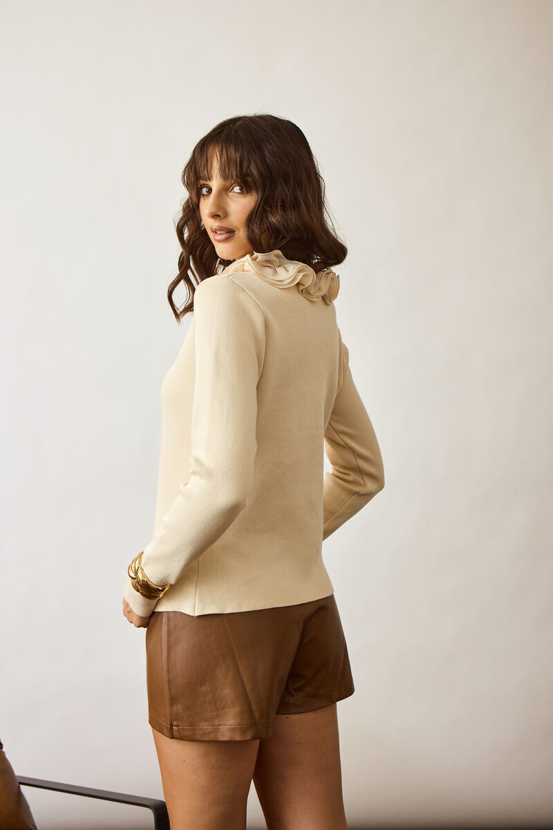 Cardigan Rouches beige chiaro|Colore:Beige chiaro